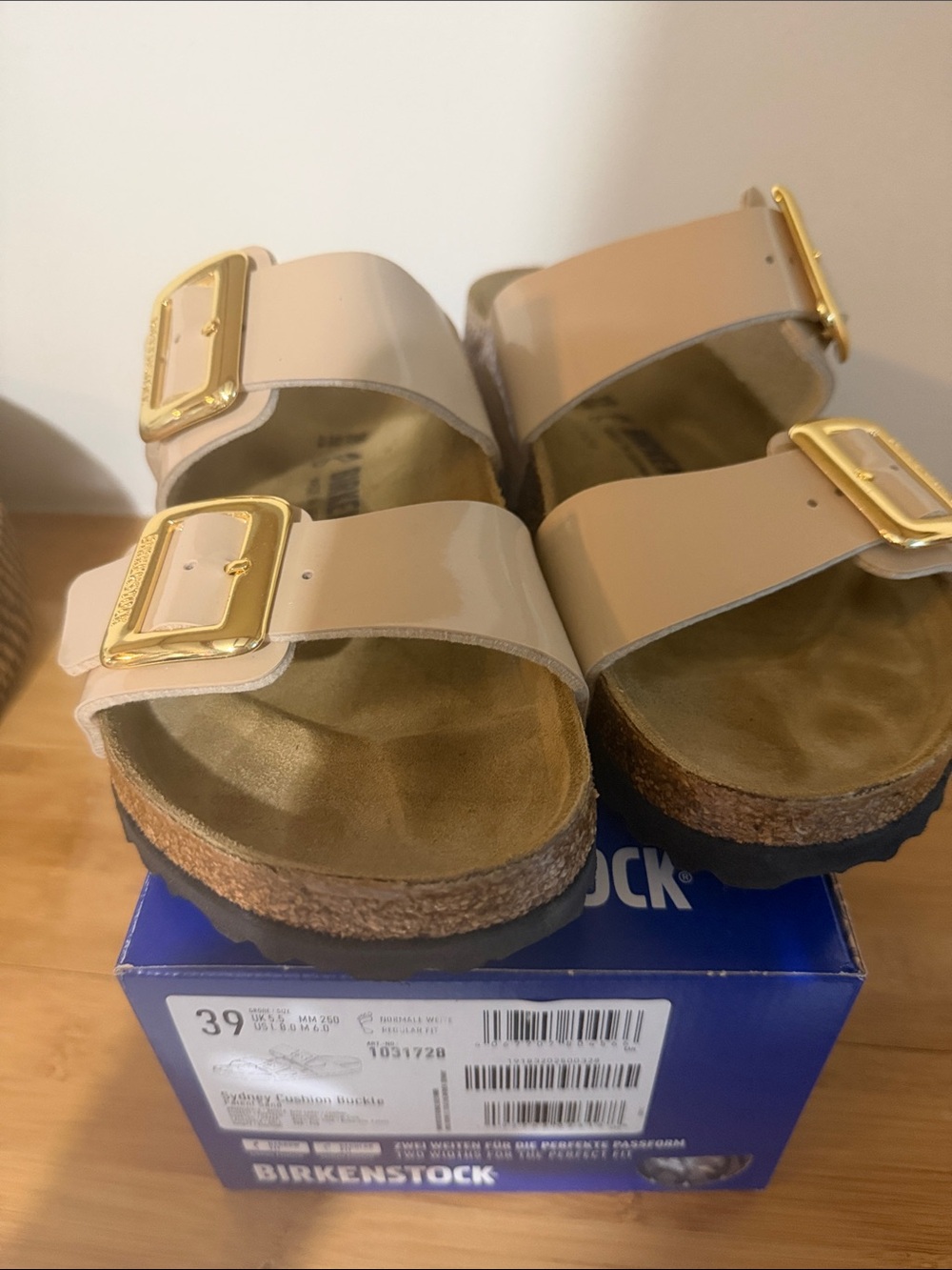 Birkenstock Sandals - Patent Nude with Gold Buckles